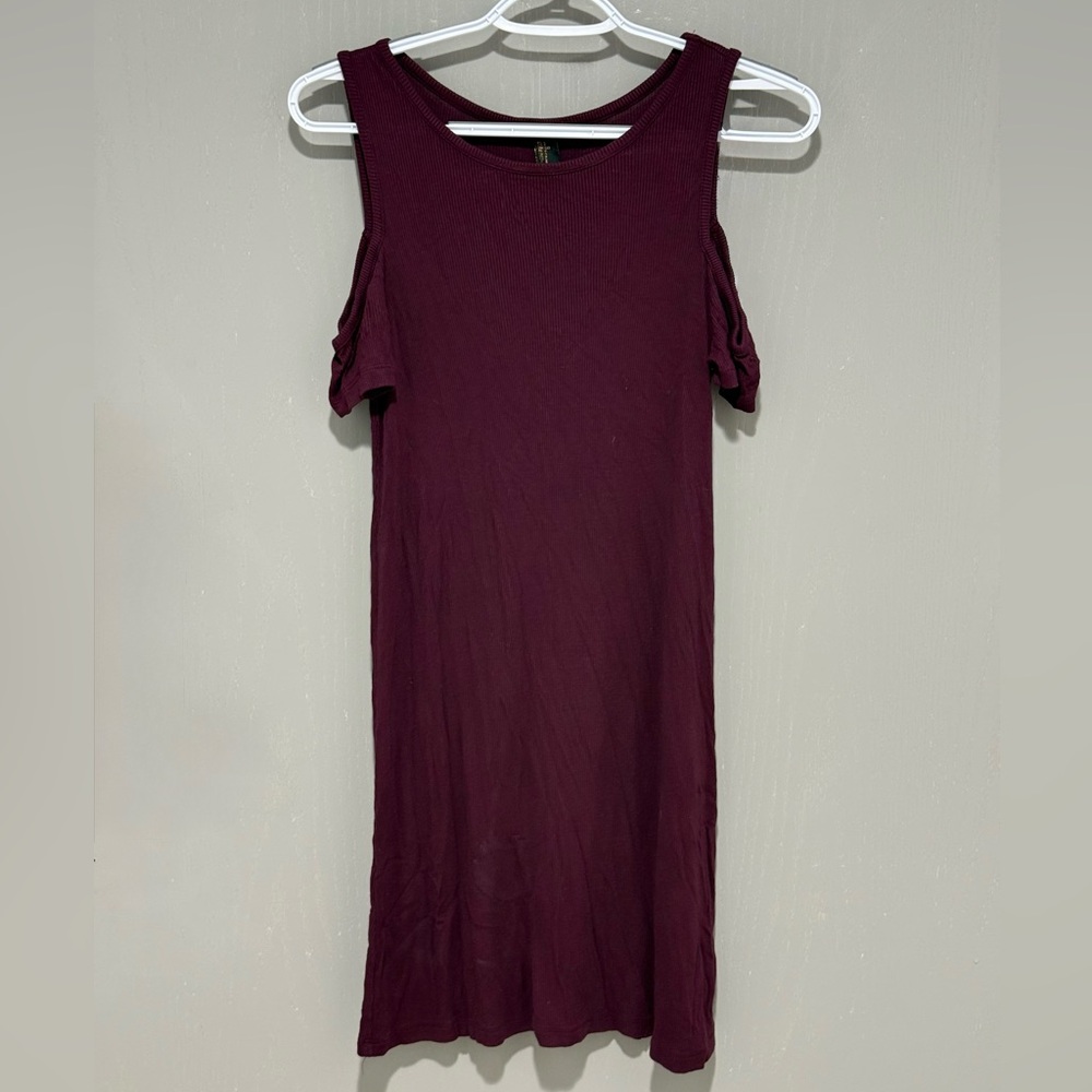 Forever 21 Burgundy Cold Shoulder Dress